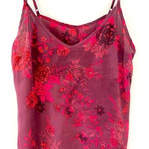 Aritzia Wilfred Burgundy Floral Silk Camisole size Small
